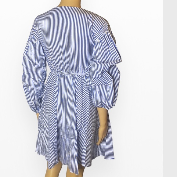 Santo by Paolo de Santo LACE-UP STRIPED COTTON-POPLIN MINI DRESS XS - Picture 4 of 5